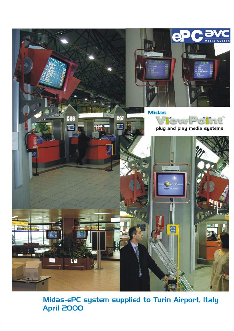 Images of ePC-MVP displays at Turin Airport